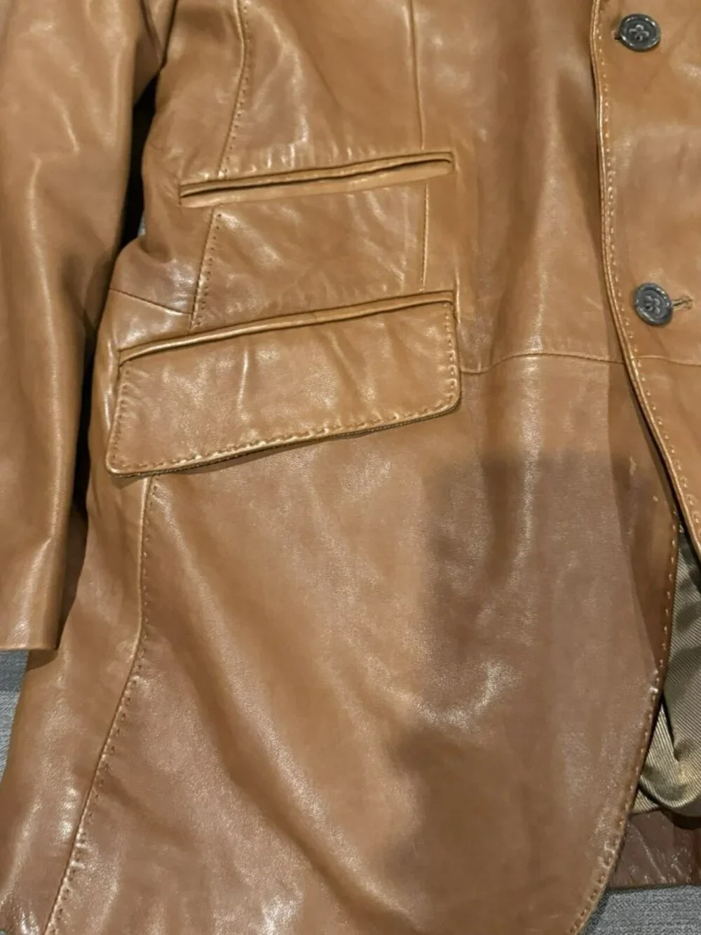 Banana Republic Men's Brown 100% Leather 2 Button Sport Coat Jacket SZ 42 Large